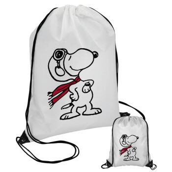Snoopy ο πιλότος, Τσάντα πουγκί με μαύρα κορδόνια (1 τεμάχιο)
