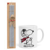 Snoopy ο πιλότος, Πασχαλινό Σετ, Κούπα κεραμική (330ml) & πασχαλινή λαμπάδα αρωματική πλακέ (30cm) (ΓΚΡΙ)