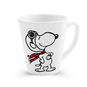 Snoopy ο πιλότος, Κούπα κωνική Latte Λευκή, κεραμική, 300ml