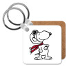 Snoopy ο πιλότος, Μπρελόκ Ξύλινο τετράγωνο MDF 5cm (3mm πάχος)