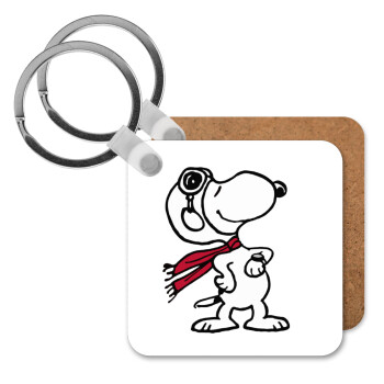 Snoopy ο πιλότος, Μπρελόκ Ξύλινο τετράγωνο MDF