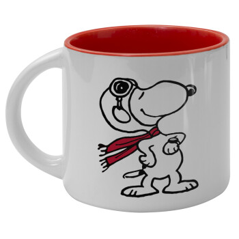 Snoopy ο πιλότος, Κούπα κεραμική 400ml Λευκή/Κόκκινη