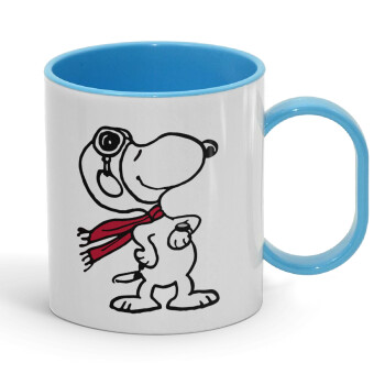 Snoopy ο πιλότος, Κούπα (πλαστική) (BPA-FREE) Polymer Μπλε για παιδιά, 330ml