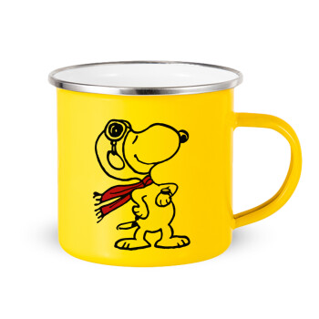 Snoopy ο πιλότος, Κούπα Μεταλλική εμαγιέ Κίτρινη 360ml
