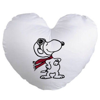 Snoopy ο πιλότος, Μαξιλάρι καναπέ καρδιά 40x40cm περιέχεται το  γέμισμα