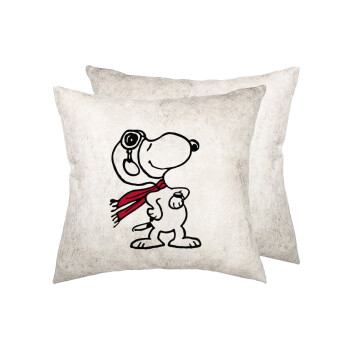 Snoopy ο πιλότος, Μαξιλάρι καναπέ Δερματίνη Γκρι 40x40cm με γέμισμα