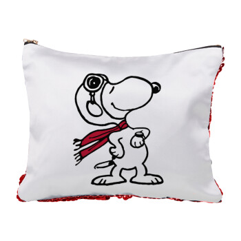 Snoopy ο πιλότος, Τσαντάκι νεσεσέρ με πούλιες (Sequin) Κόκκινο