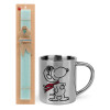 Easter Set, metallic thermal cup (300ml) & aromatic flat Easter candle (30cm) (TURQUOISE)