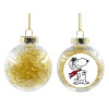 Transparent Christmas tree ball ornament with gold filling 8cm