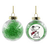 Transparent Christmas tree ball ornament with green filling 8cm