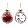 Transparent Christmas tree ball ornament with red filling 8cm