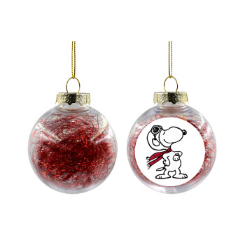 Snoopy ο πιλότος, Χριστουγεννιάτικη μπάλα δένδρου διάφανη με κόκκινο γέμισμα 8cm