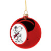 Snoopy ο πιλότος, Χριστουγεννιάτικη μπάλα δένδρου Κόκκινη 8cm