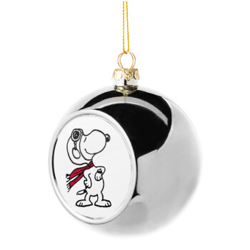 Snoopy ο πιλότος, Χριστουγεννιάτικη μπάλα δένδρου Ασημένια 8cm