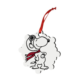 Snoopy ο πιλότος, Christmas ornament snowflake wooden 7.5cm