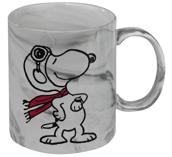 Snoopy ο πιλότος — Mug ceramic marble style, 330ml
