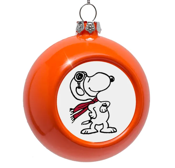 Snoopy ο πιλότος — Στολίδι Χριστουγεννιάτικη μπάλα δένδρου Πορτοκαλί 8cm