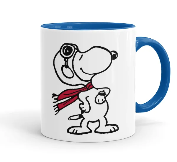 Snoopy ο πιλότος — Κούπα χρωματιστή μπλε, κεραμική, 330ml