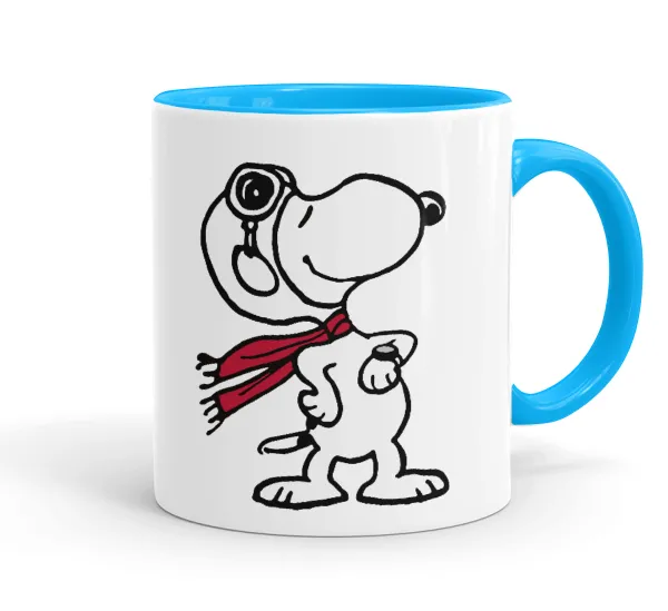 Snoopy ο πιλότος — Κούπα χρωματιστή γαλάζια, κεραμική, 330ml