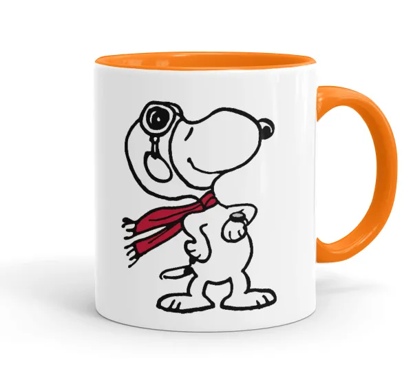 Snoopy ο πιλότος — Κούπα χρωματιστή πορτοκαλί, κεραμική, 330ml
