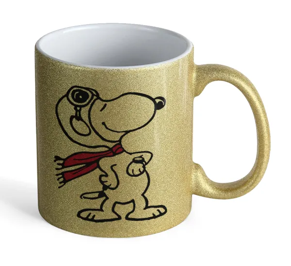 Snoopy ο πιλότος — Κούπα Χρυσή Glitter που γυαλίζει, κεραμική, 330ml
