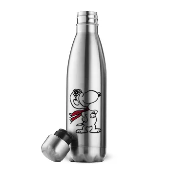 Snoopy ο πιλότος, Μεταλλικό παγούρι θερμός Inox (Stainless steel), διπλού τοιχώματος, 500ml