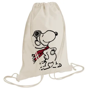 Snoopy ο πιλότος, Τσάντα πλάτης πουγκί GYMBAG natural (28x40cm)