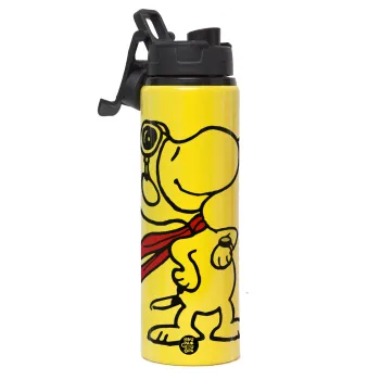 Snoopy ο πιλότος, Μεταλλικό παγούρι νερού με καπάκι ασφαλείας, αλουμινίου 850ml