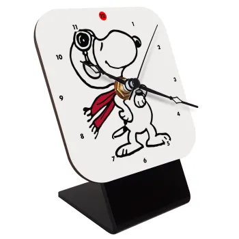 Snoopy ο πιλότος, Επιτραπέζιο ρολόι ξύλινο με δείκτες (10cm)