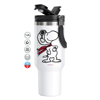 Snoopy ο πιλότος, Mega Tumbler με καπάκι, διπλού τοιχώματος (θερμό) 1,2L