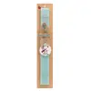 Easter Set, wooden keychain & aromatic flat Easter candle (30cm) (TURQUOISE)