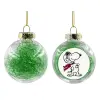 Στολίδι Χριστουγεννιάτικη μπάλα δένδρου διάφανη με πράσινο γέμισμα 8cm