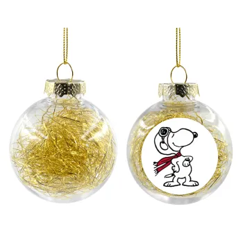 Snoopy ο πιλότος, Transparent Christmas tree ball ornament with gold filling 8cm