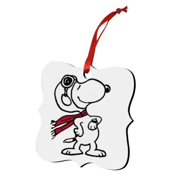 Snoopy ο πιλότος, Christmas ornament polygon wooden 7.5cm