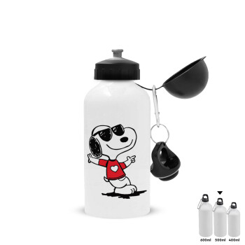 Snoopy καρδούλα, Metal water bottle, White, aluminum 500ml