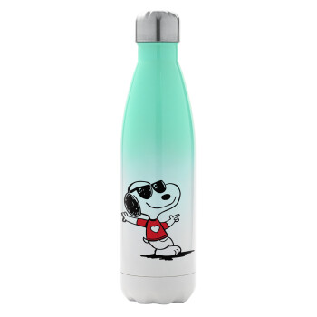 Snoopy καρδούλα, Metal mug thermos Green/White (Stainless steel), double wall, 500ml