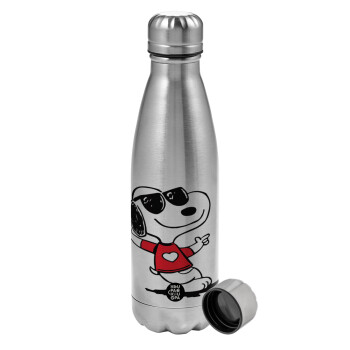 Snoopy καρδούλα, Μεταλλικό παγούρι νερού, ανοξείδωτο ατσάλι, 750ml