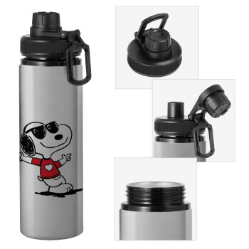 Snoopy καρδούλα, Μεταλλικό παγούρι νερού με καπάκι ασφαλείας, αλουμινίου 850ml