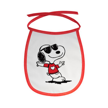 Snoopy καρδούλα, Σαλιάρα μωρού αλέκιαστη με κορδόνι Κόκκινη