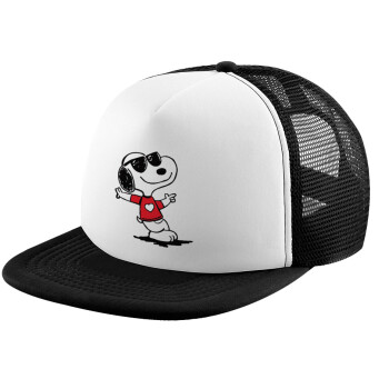 Snoopy καρδούλα, Καπέλο Soft Trucker με Δίχτυ Black/White 