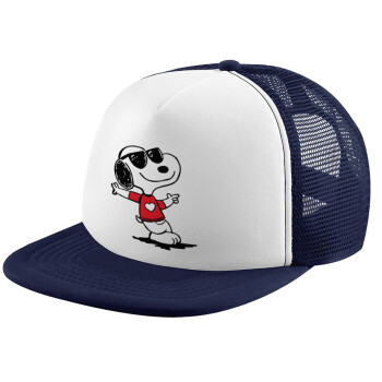 Snoopy καρδούλα, Καπέλο Soft Trucker με Δίχτυ Dark Blue/White 