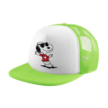 Snoopy καρδούλα, Καπέλο Soft Trucker με Δίχτυ Πράσινο/Λευκό
