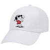 Snoopy καρδούλα, Καπέλο ενηλίκων Jockey Λευκό (snapback, 5-φύλλο, unisex)