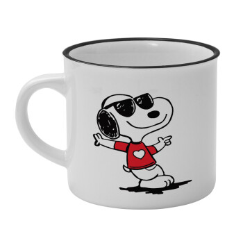 Snoopy καρδούλα, Κούπα κεραμική vintage Λευκή/Μαύρη 230ml