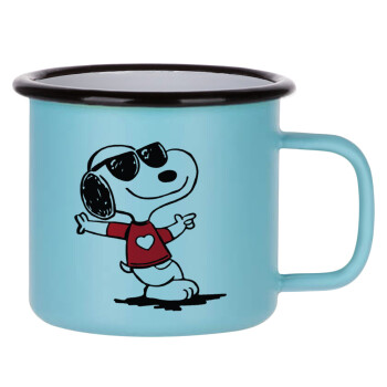 Snoopy καρδούλα, Κούπα Μεταλλική εμαγιέ ΜΑΤ σιέλ 360ml