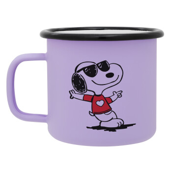 Snoopy καρδούλα, Κούπα Μεταλλική εμαγιέ ΜΑΤ Light Pastel Purple 360ml