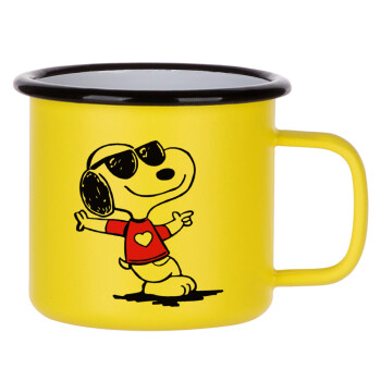 Snoopy καρδούλα, Κούπα Μεταλλική εμαγιέ ΜΑΤ Κίτρινη 360ml