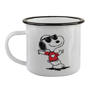 Snoopy καρδούλα, Κούπα εμαγιέ με μαύρο χείλος 360ml