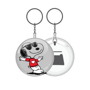 Snoopy καρδούλα, Μπρελόκ μεταλλικό 5cm με ανοιχτήρι