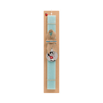 Snoopy καρδούλα, Easter Set, wooden keychain & aromatic flat Easter candle (30cm) (TURQUOISE)